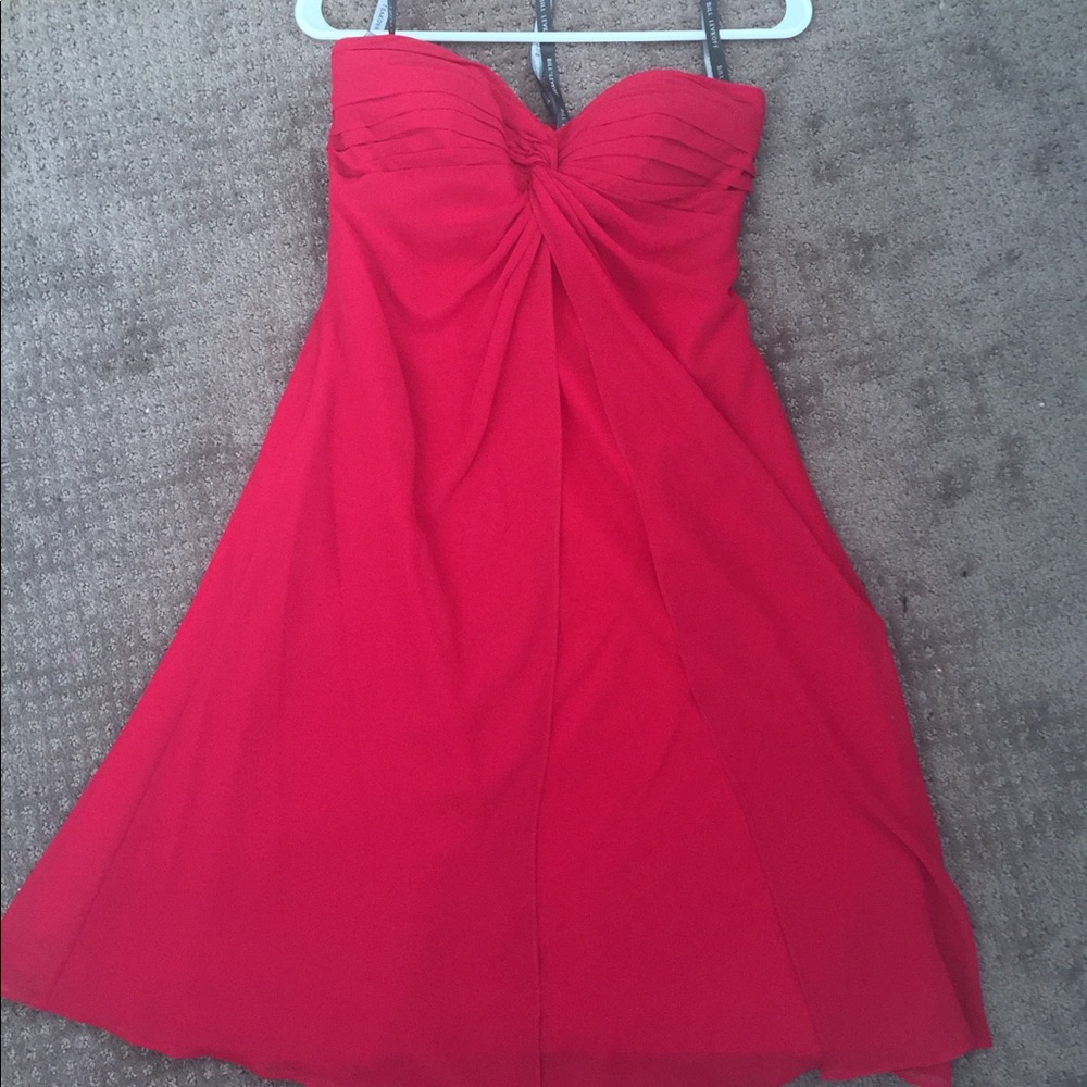 Red Strapless Designer Cocktail Dress Size 4